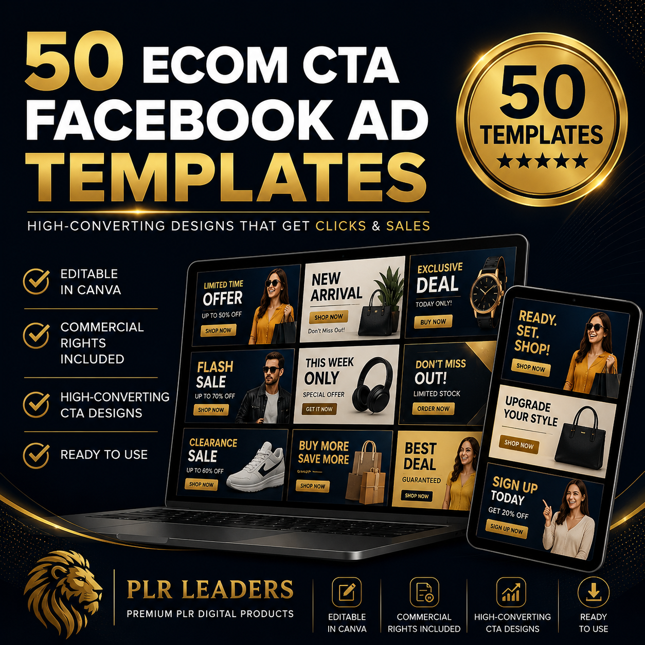 50 Ecommerce CTA Canva Templates for Facebook Ads